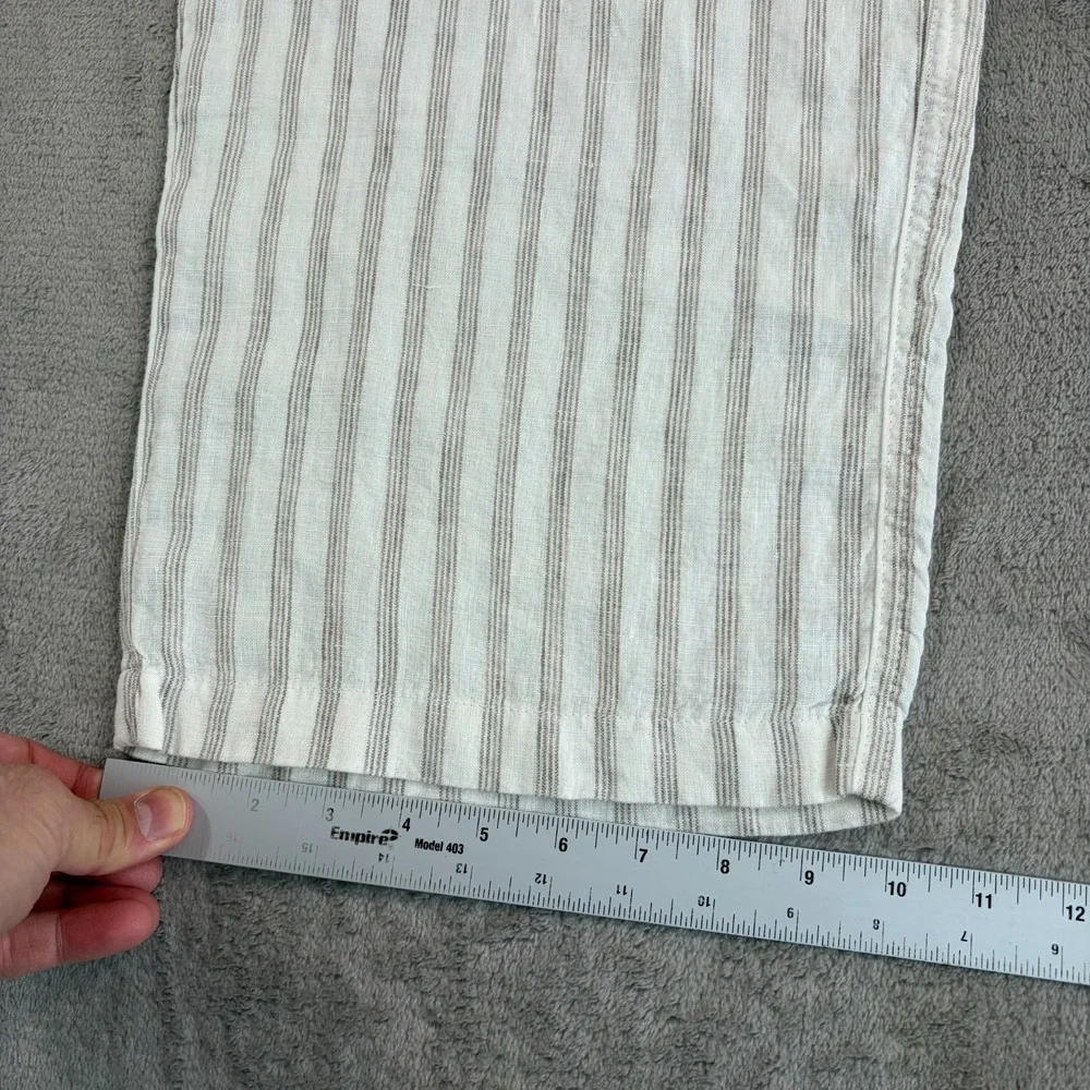 TODD SNYDER Relaxed 100% Linen Leisure‎ Pants in White Striped Pleated NWT $198